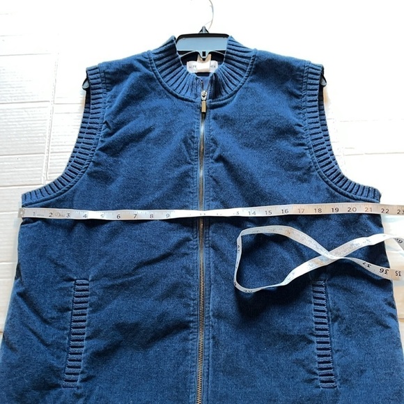 VTG-Alfred Dunner- 12-navy blue-corduroy sleeveless zip up vest lined rib detail - Picture 11 of 12